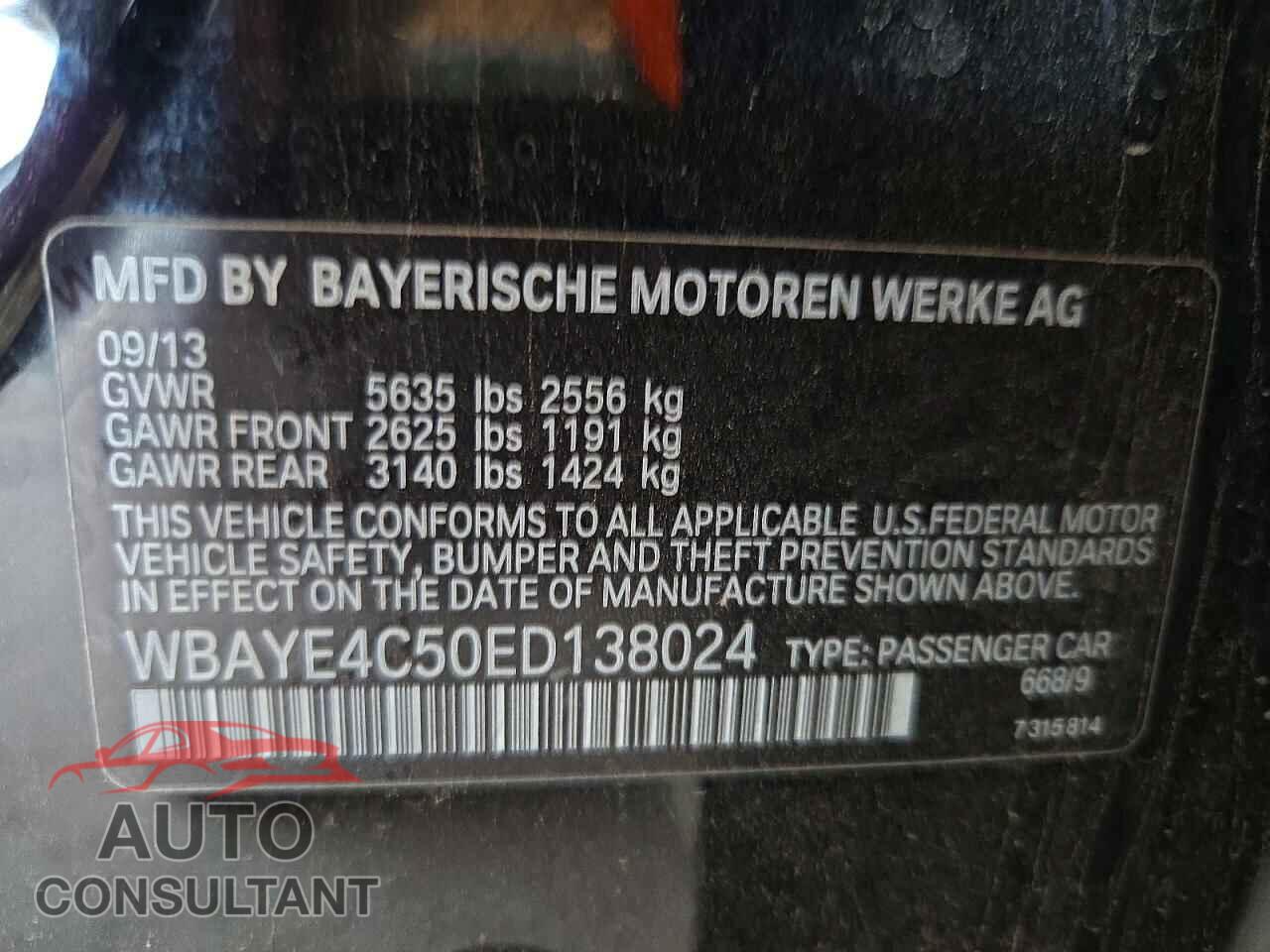 BMW 7 SERIES 2014 - WBAYE4C50ED138024