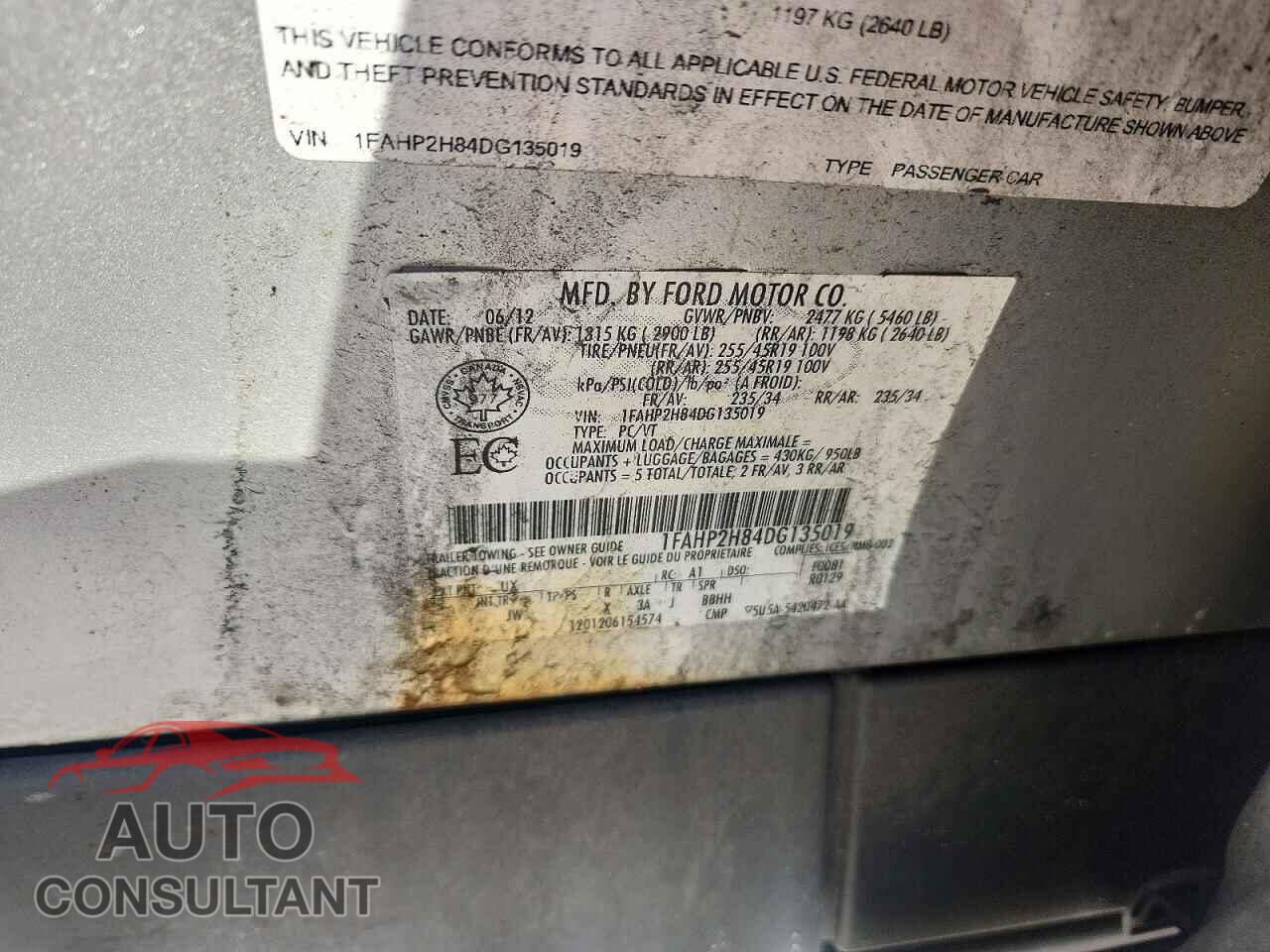 FORD TAURUS 2013 - 1FAHP2H84DG135019