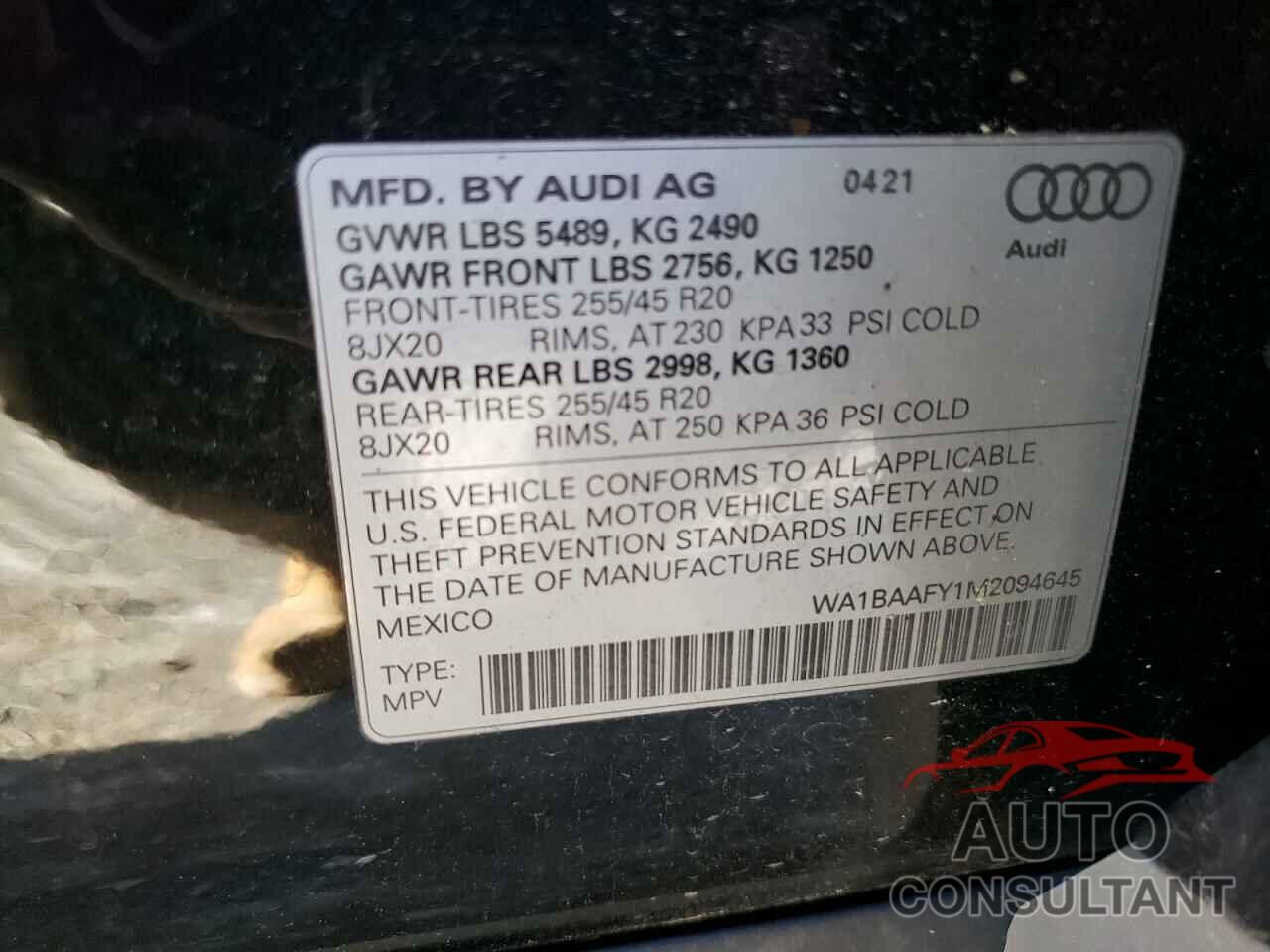 AUDI Q5 2021 - WA1BAAFY1M2094645