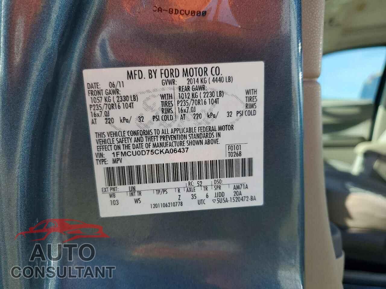 FORD ESCAPE 2012 - 1FMCU0D75CKA06437