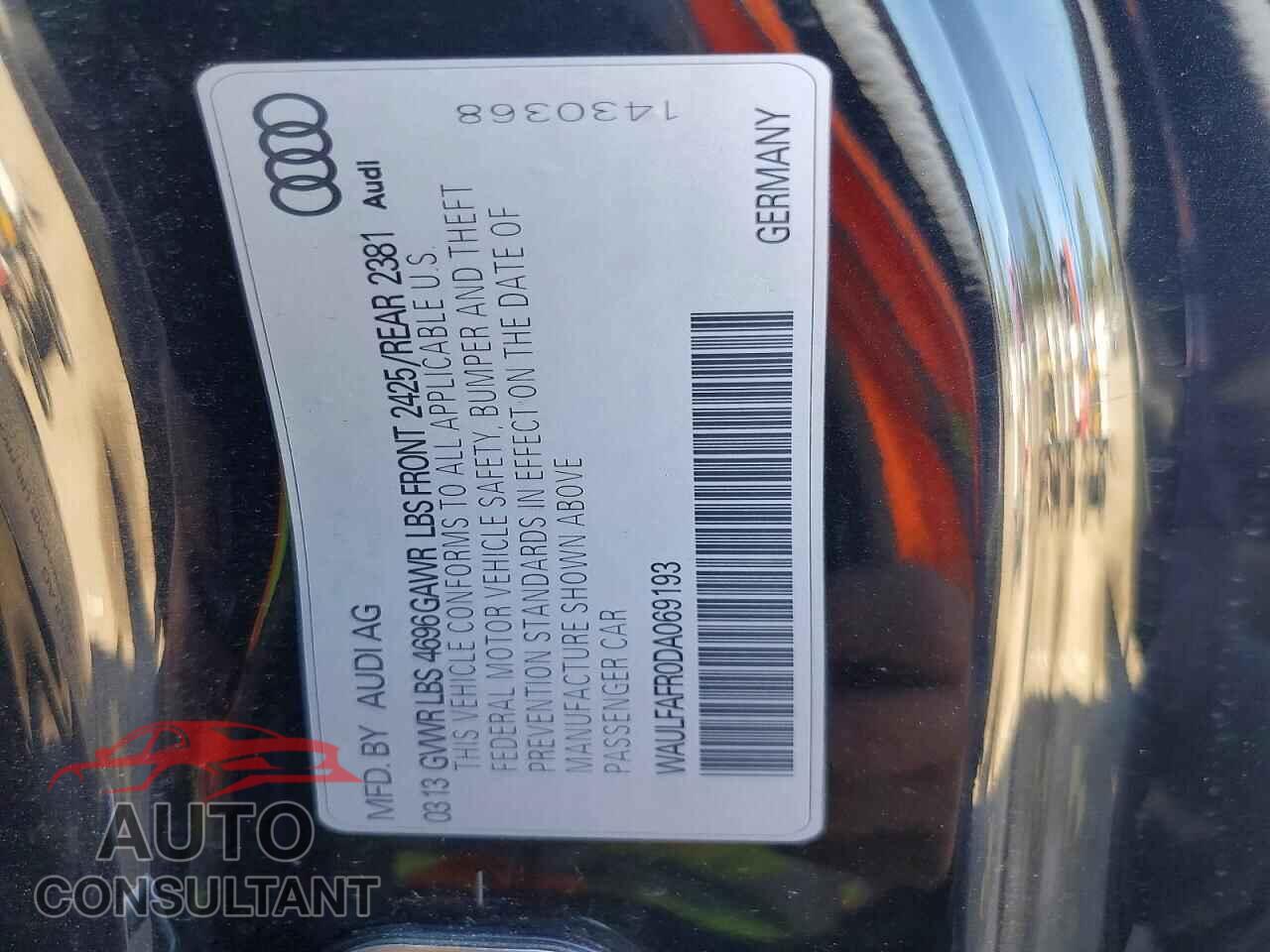 AUDI A5 2013 - WAULFAFR0DA069193