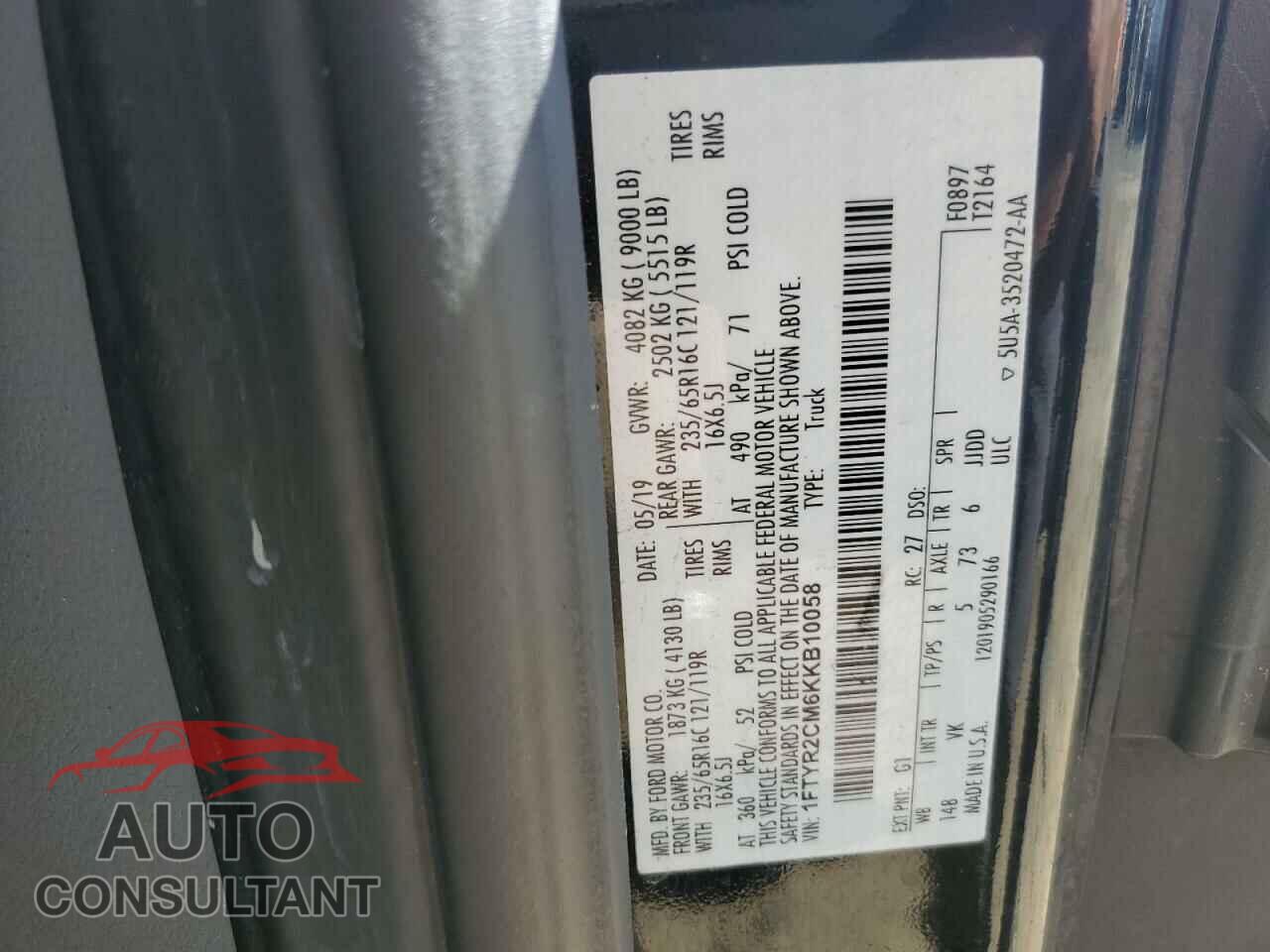 FORD TRANSIT 2019 - 1FTYR2CM6KKB10058