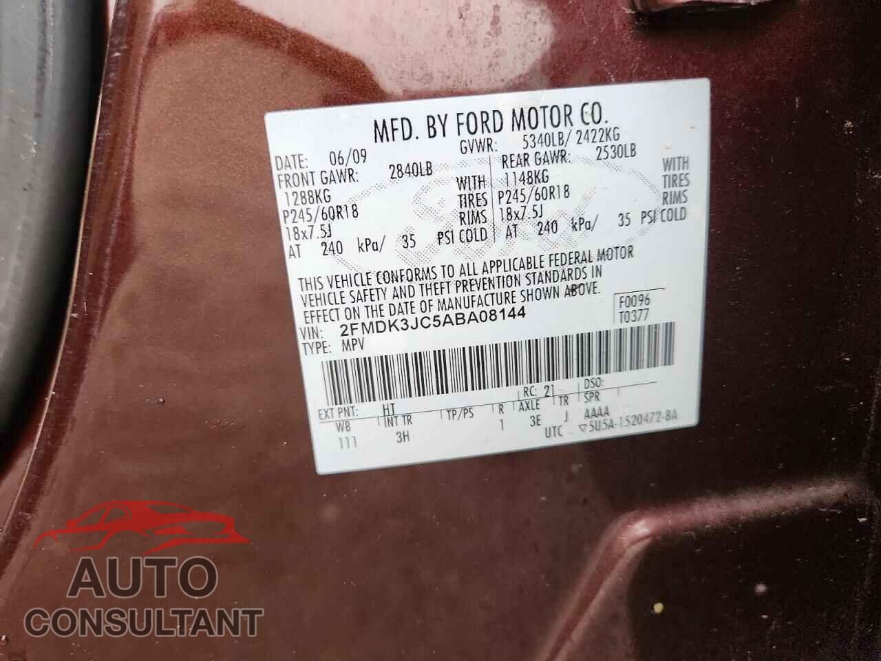 FORD EDGE 2010 - 2FMDK3JC5ABA08144