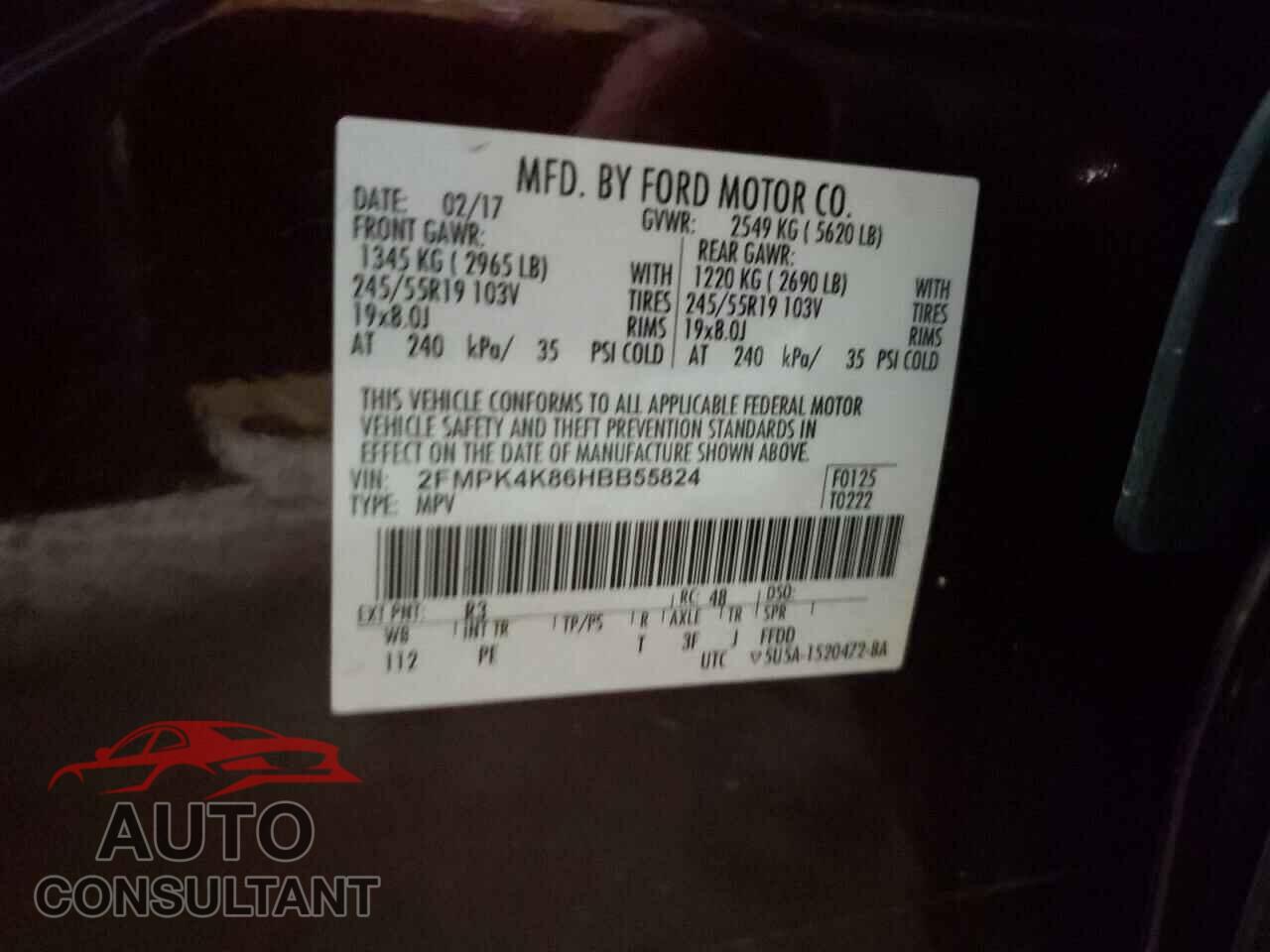 FORD EDGE 2017 - 2FMPK4K86HBB55824