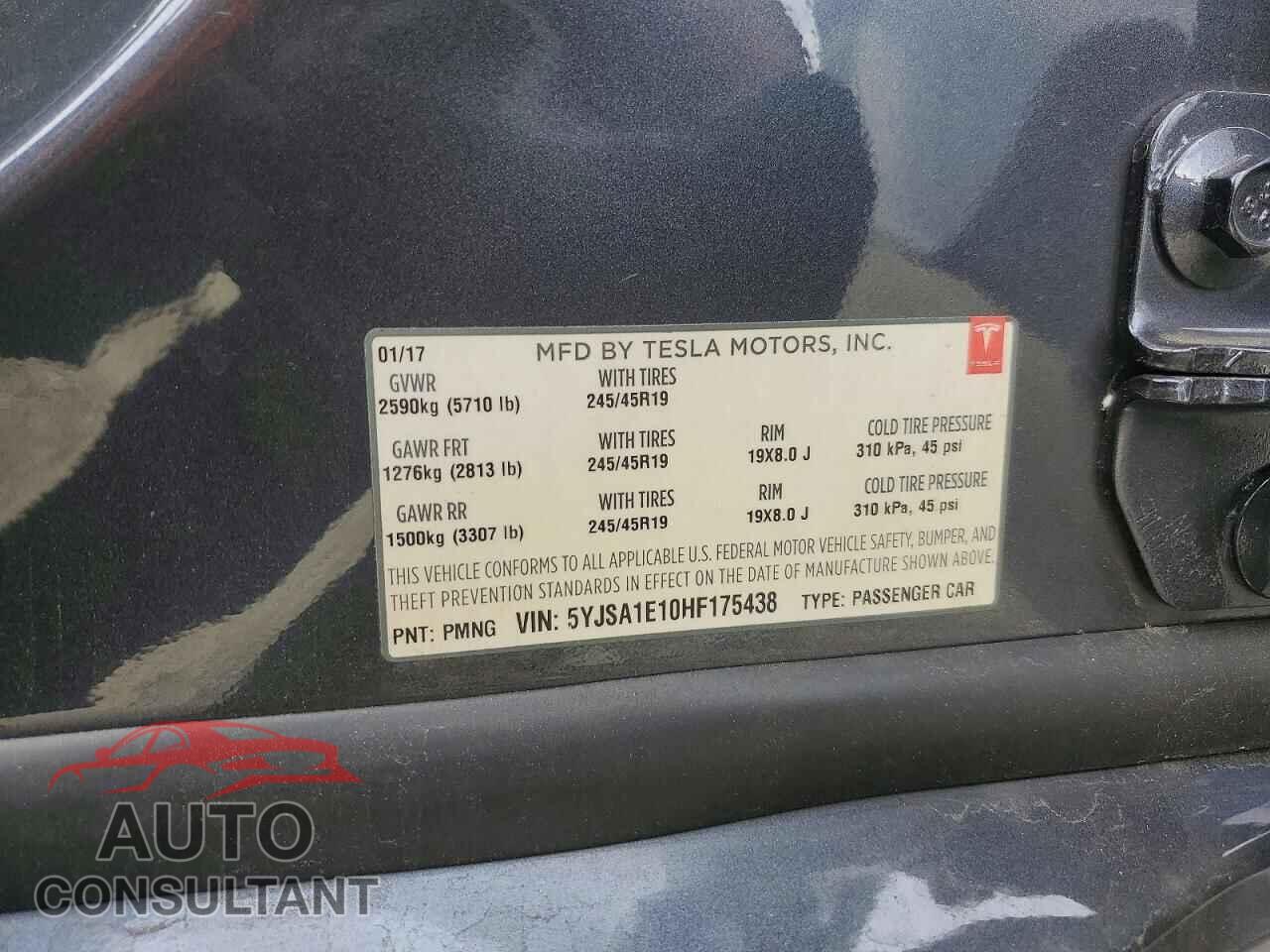 TESLA MODEL S 2017 - 5YJSA1E10HF175438