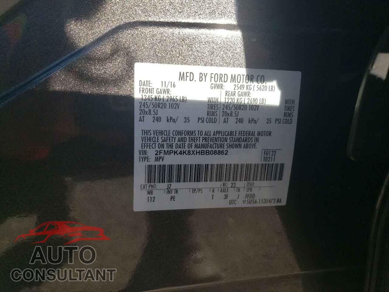 FORD EDGE 2017 - 2FMPK4K8XHBB08862
