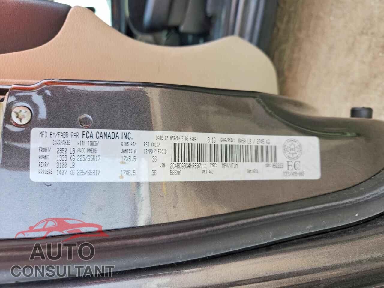 DODGE CARAVAN 2017 - 2C4RDGBG4HR587111