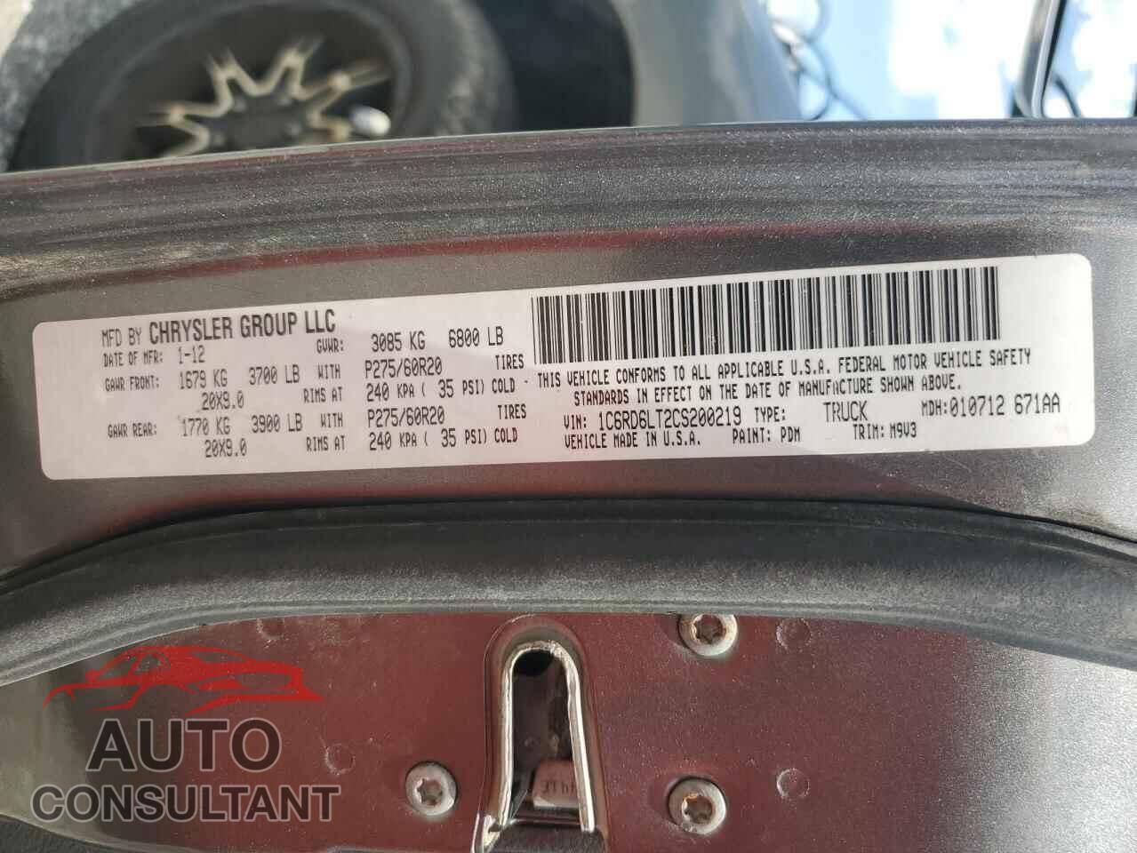DODGE RAM 1500 2012 - 1C6RD6LT2CS200219