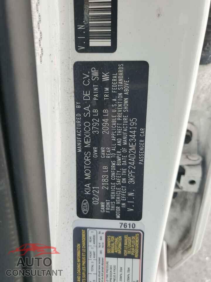 KIA FORTE 2021 - 3KPF24AD2ME344195