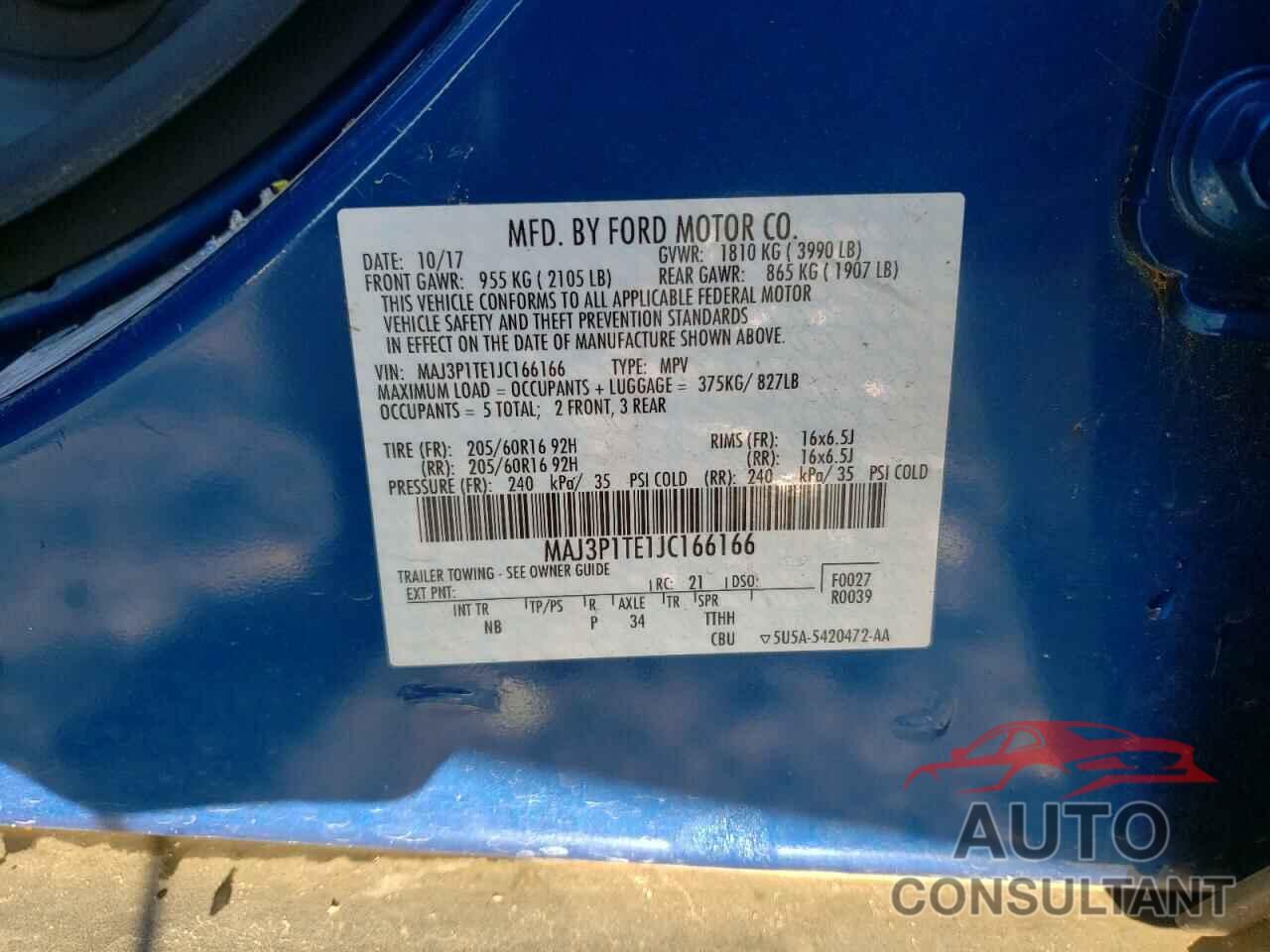 FORD ALL OTHER 2018 - MAJ3P1TE1JC166166