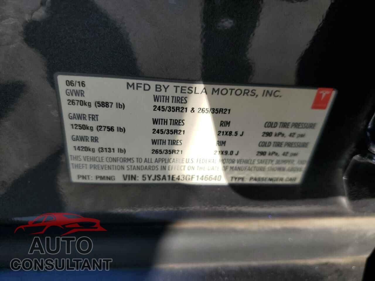TESLA MODEL S 2016 - 5YJSA1E43GF146640