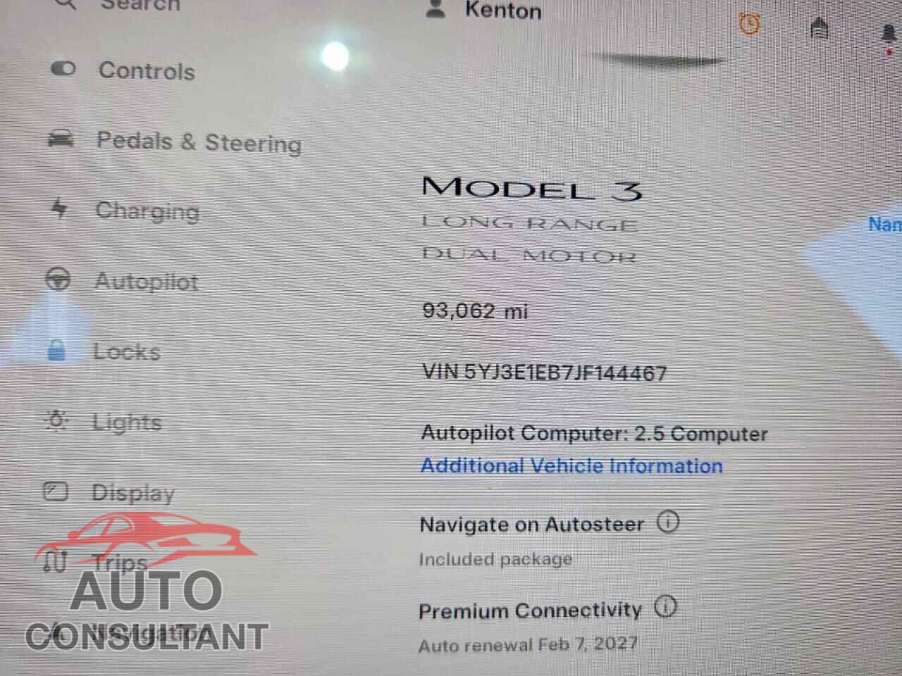TESLA MODEL 3 2018 - 5YJ3E1EB7JF144467
