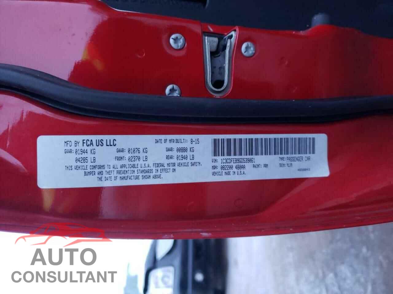 DODGE DART 2016 - 1C3CDFEB9GD539061