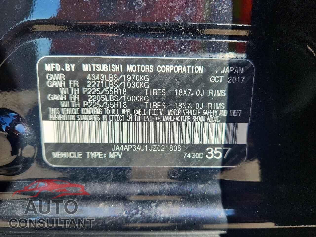 MITSUBISHI OUTLANDER 2018 - JA4AP3AU1JZ021806