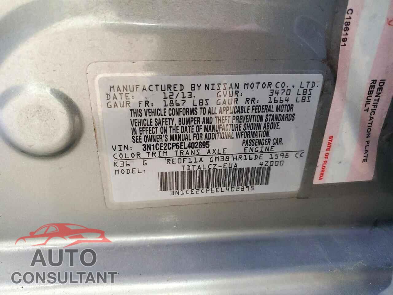 NISSAN VERSA 2014 - 3N1CE2CP6EL402895