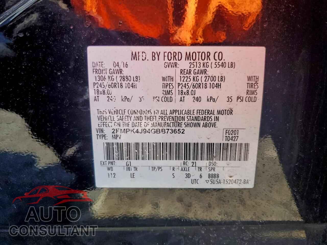 FORD EDGE 2016 - 2FMPK4J94GBB73652