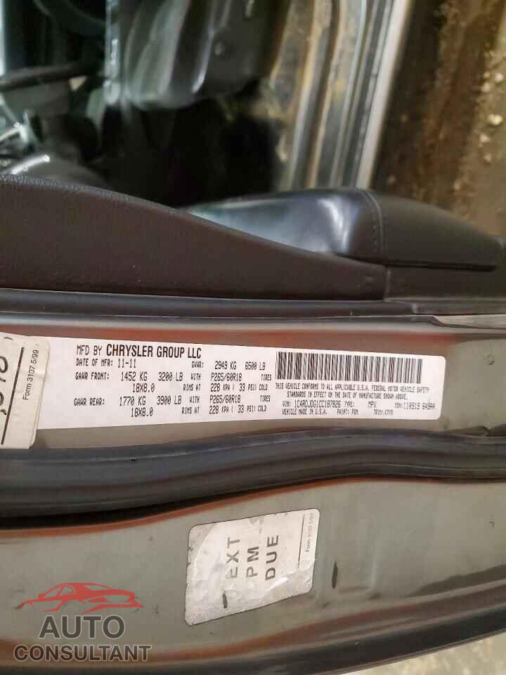 DODGE DURANGO 2012 - 1C4RDJDG1CC187826