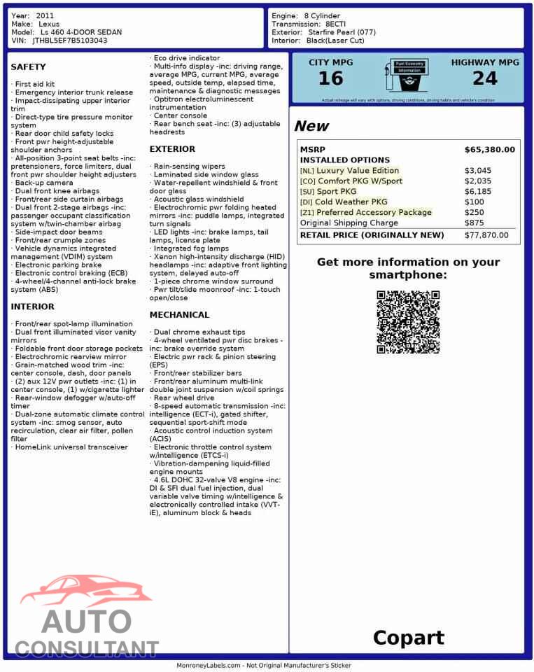 LEXUS LS460 2011 - JTHBL5EF7B5103043