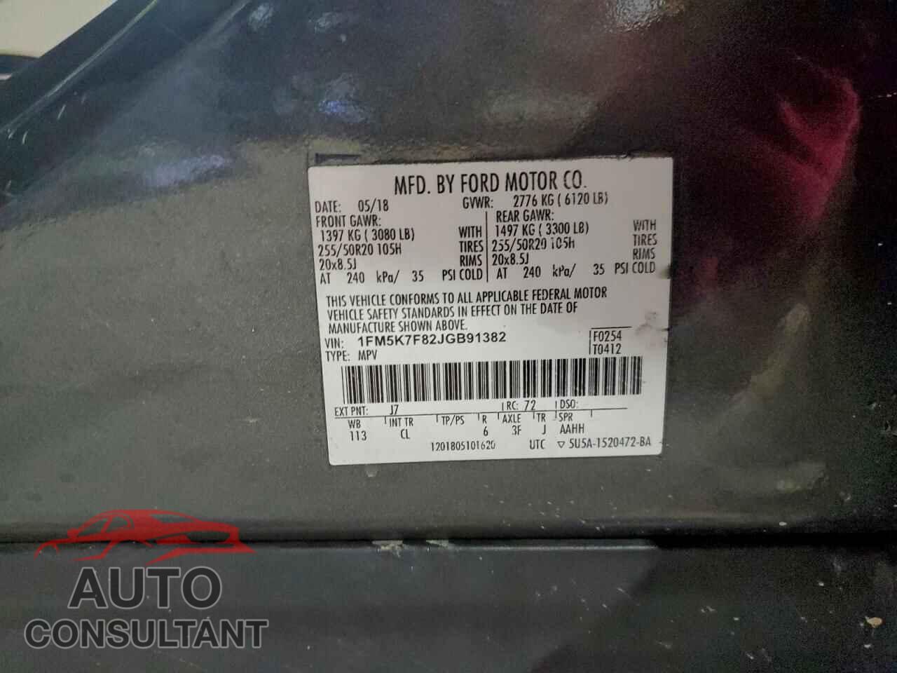 FORD EXPLORER 2018 - 1FM5K7F82JGB91382