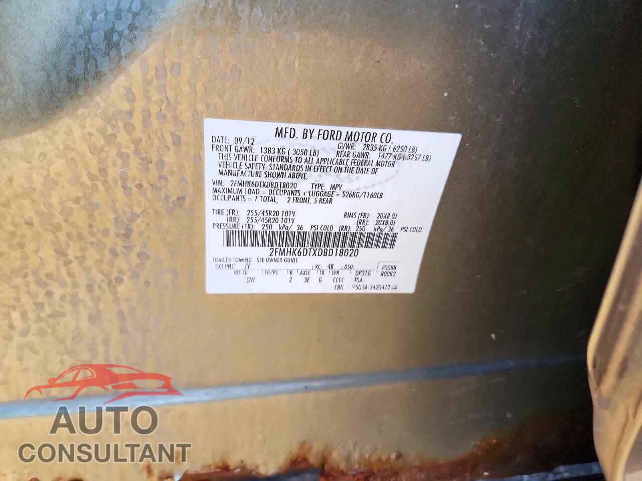 FORD FLEX 2013 - 2FMHK6DTXDBD18020