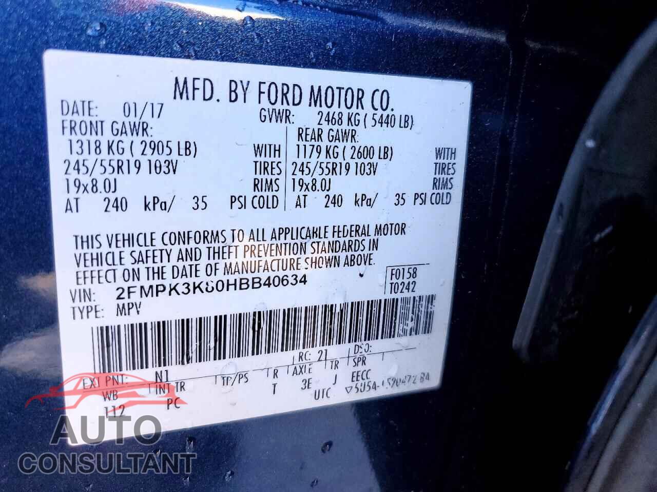 FORD EDGE 2017 - 2FMPK3K80HBB40634