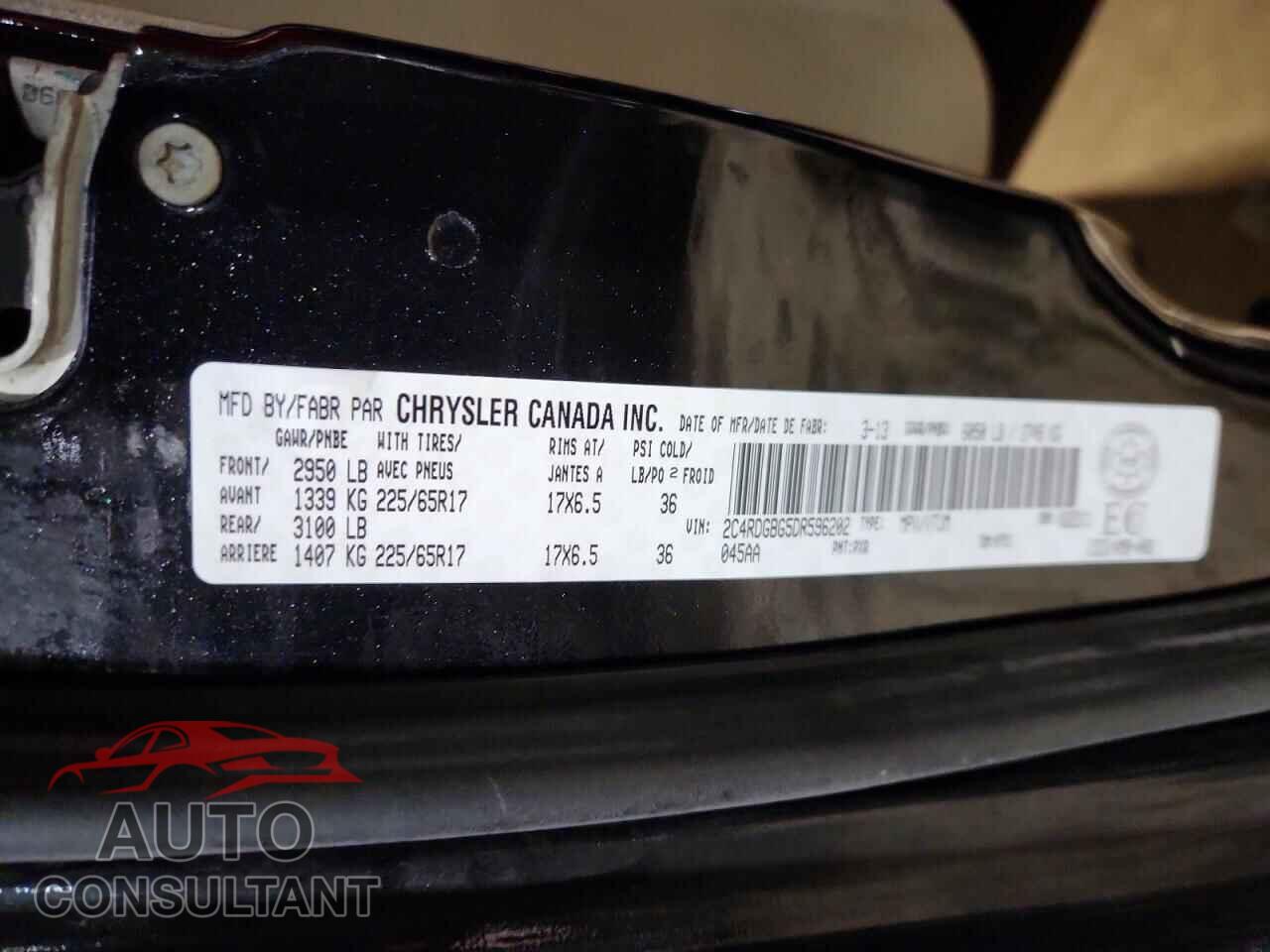 DODGE CARAVAN 2013 - 2C4RDGBG5DR596202