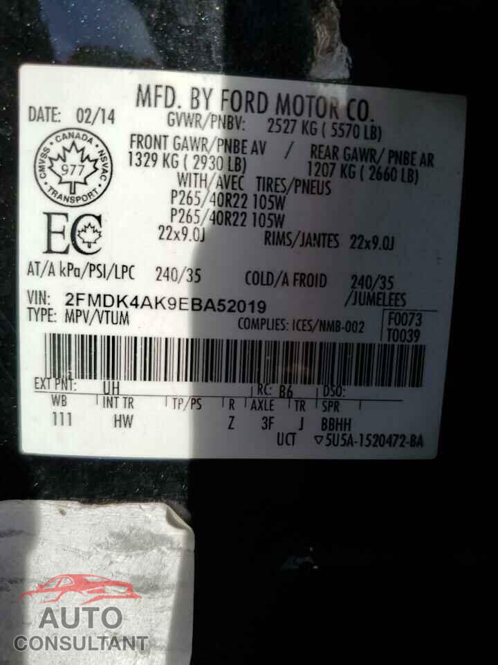 FORD EDGE 2014 - 2FMDK4AK9EBA52019