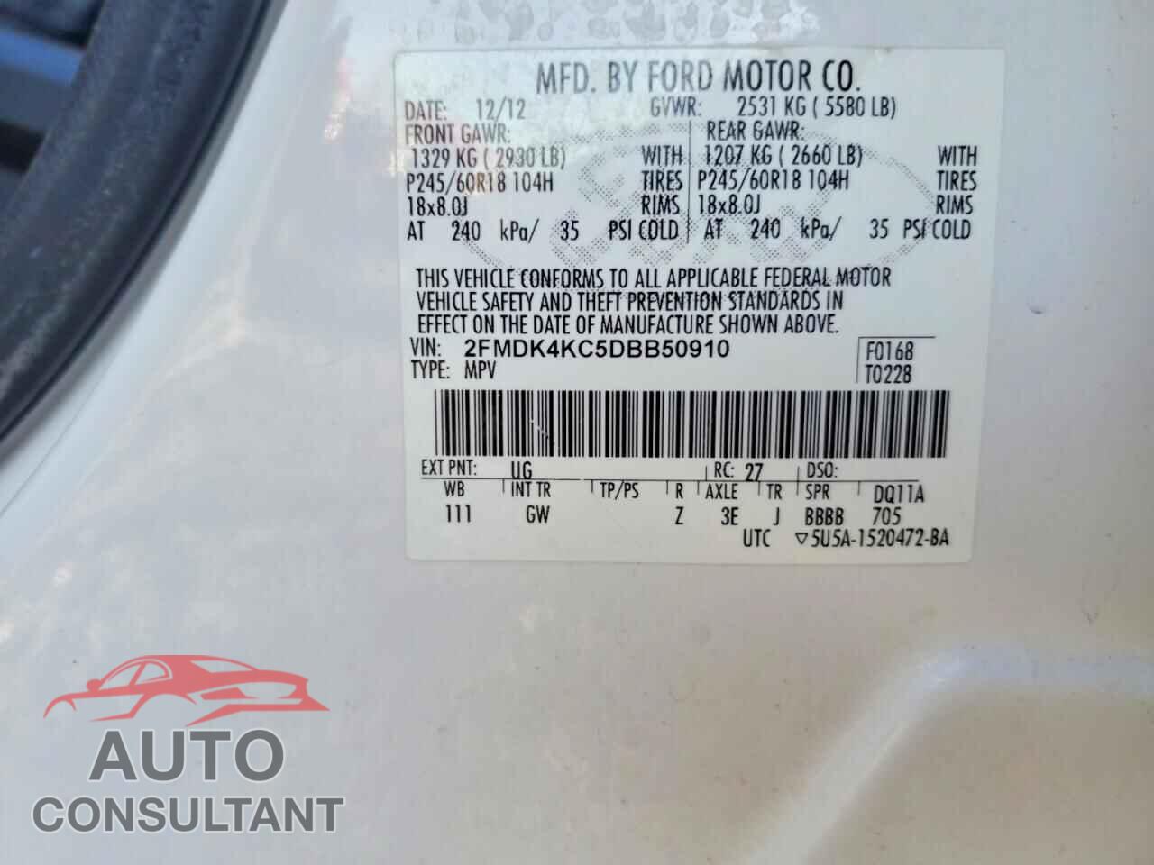 FORD EDGE 2013 - 2FMDK4KC5DBB50910