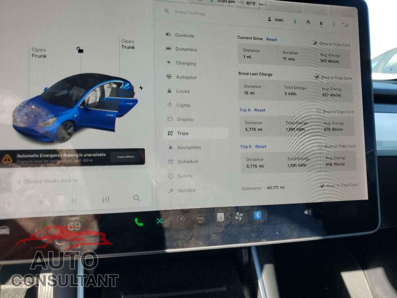 TESLA MODEL 3 2019 - 5YJ3E1EB5KF512954