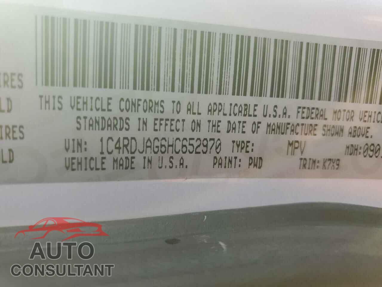 DODGE DURANGO 2017 - 1C4RDJAG6HC652970