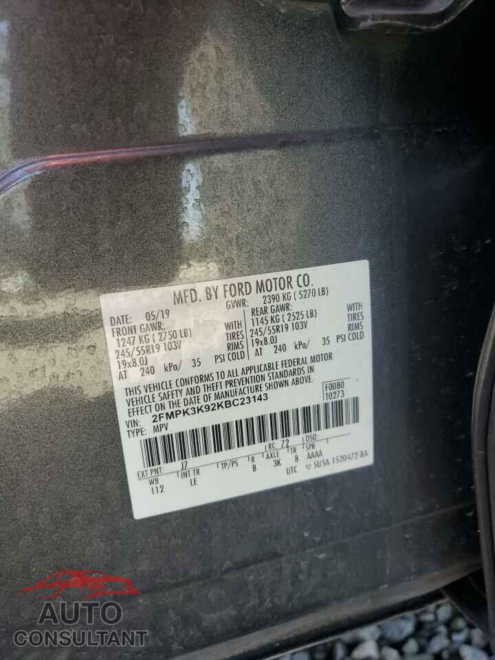 FORD EDGE 2019 - 2FMPK3K92KBC23143
