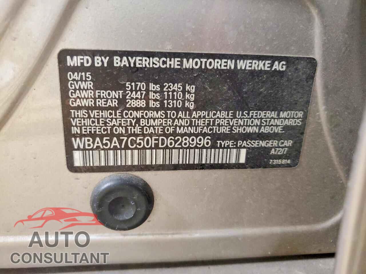 BMW 528 2015 - WBA5A7C50FD628996