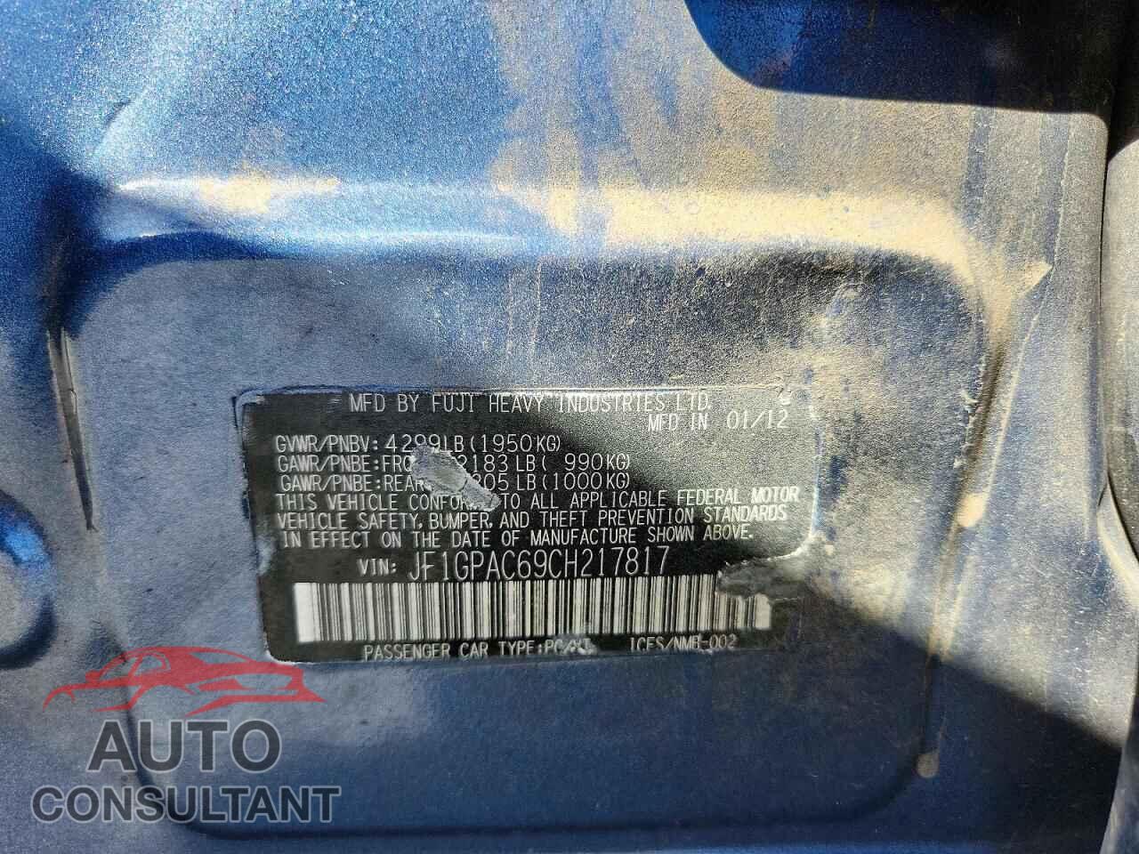SUBARU IMPREZA 2012 - JF1GPAC69CH217817