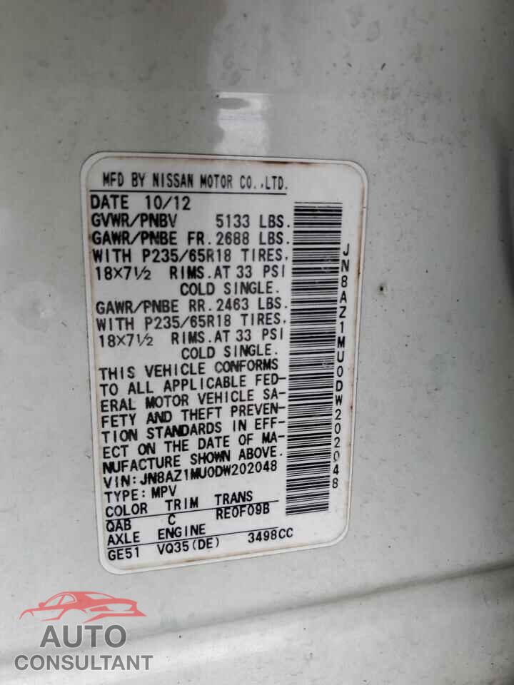 NISSAN MURANO 2013 - JN8AZ1MU0DW202048
