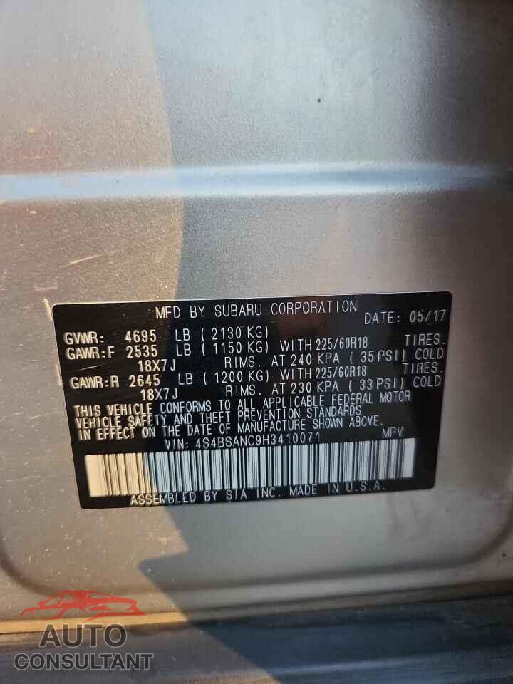 SUBARU OUTBACK 2017 - 4S4BSANC9H3410071