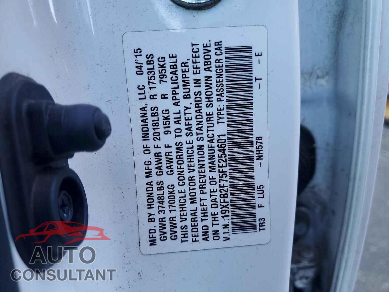 HONDA CIVIC 2015 - 19XFB2F75FE254601