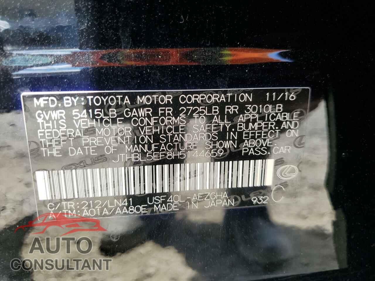 LEXUS LS460 2017 - JTHBL5EF8H5144659