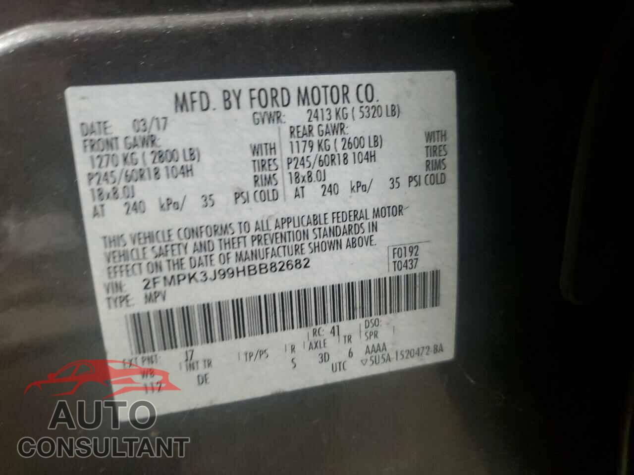 FORD EDGE 2017 - 2FMPK3J99HBB82682