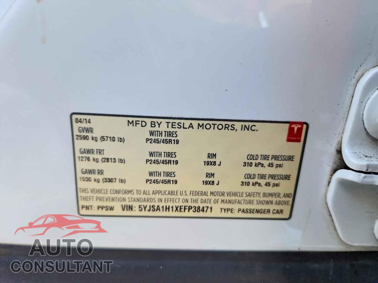 TESLA MODEL S 2014 - 5YJSA1H1XEFP38471