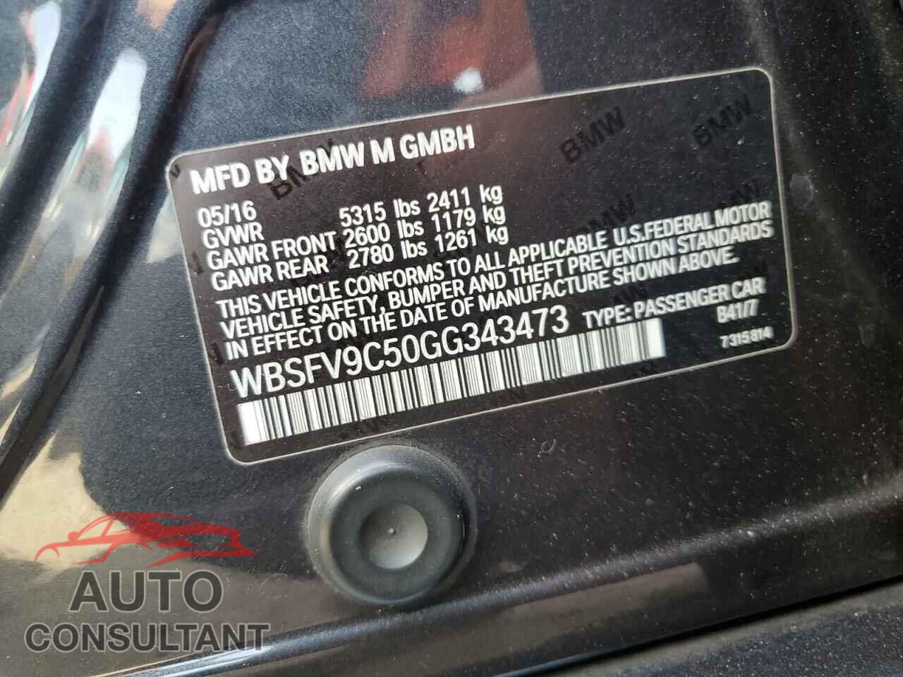 BMW M5 2016 - WBSFV9C50GG343473