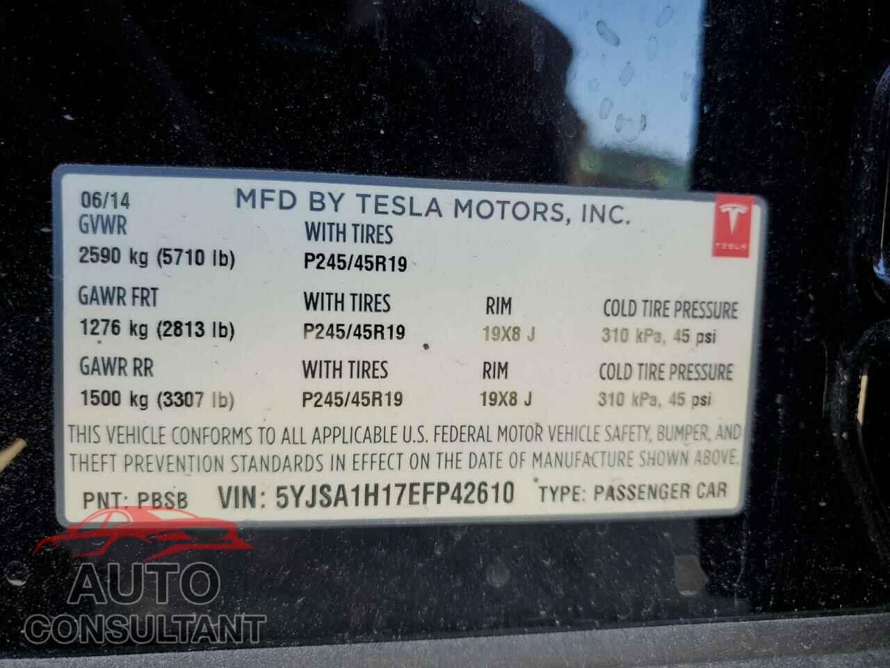 TESLA MODEL S 2014 - 5YJSA1H17EFP42610
