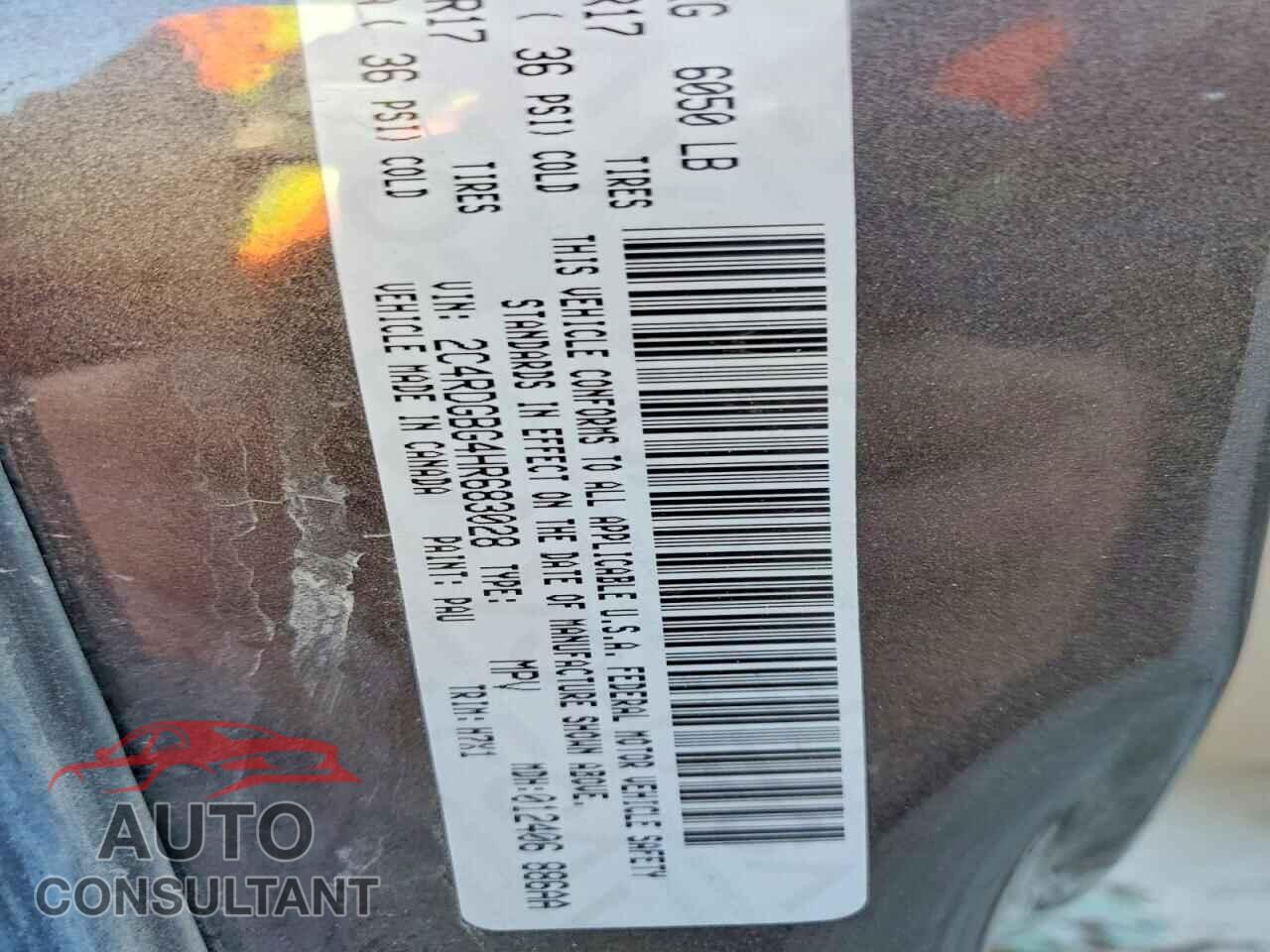DODGE CARAVAN 2017 - 2C4RDGBG4HR683028