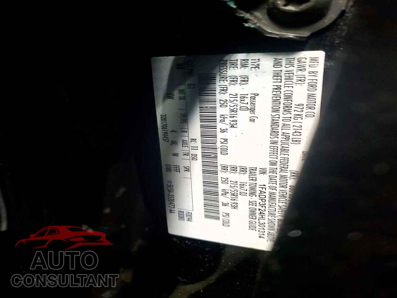 FORD FOCUS 2017 - 1FADP3F24HL301314