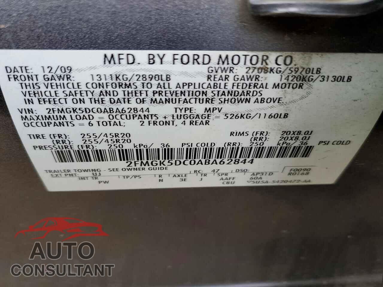 FORD FLEX 2010 - 2FMGK5DC0ABA62844