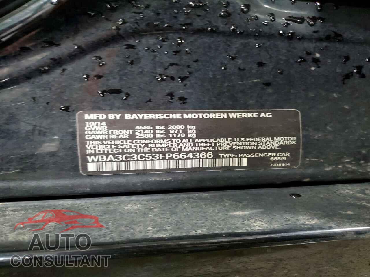 BMW 320 2015 - WBA3C3C53FP664366