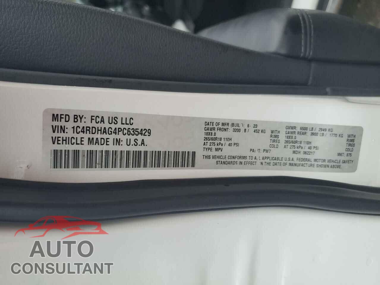 DODGE DURANGO 2023 - 1C4RDHAG4PC635429