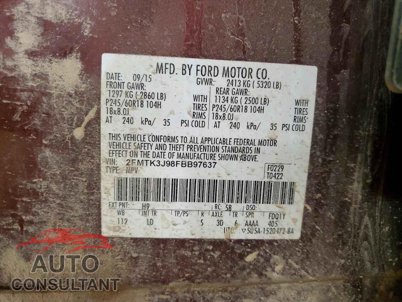 FORD EDGE 2015 - 2FMTK3J98FBB97637