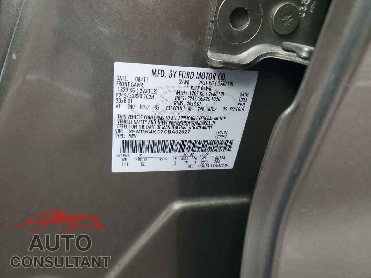 FORD EDGE 2012 - 2FMDK4KC7CBA02627