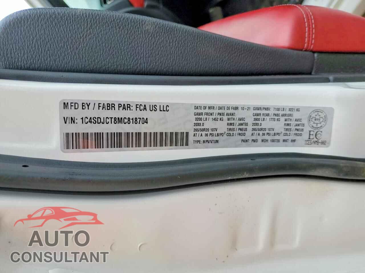 DODGE DURANGO 2021 - 1C4SDJCT8MC818704