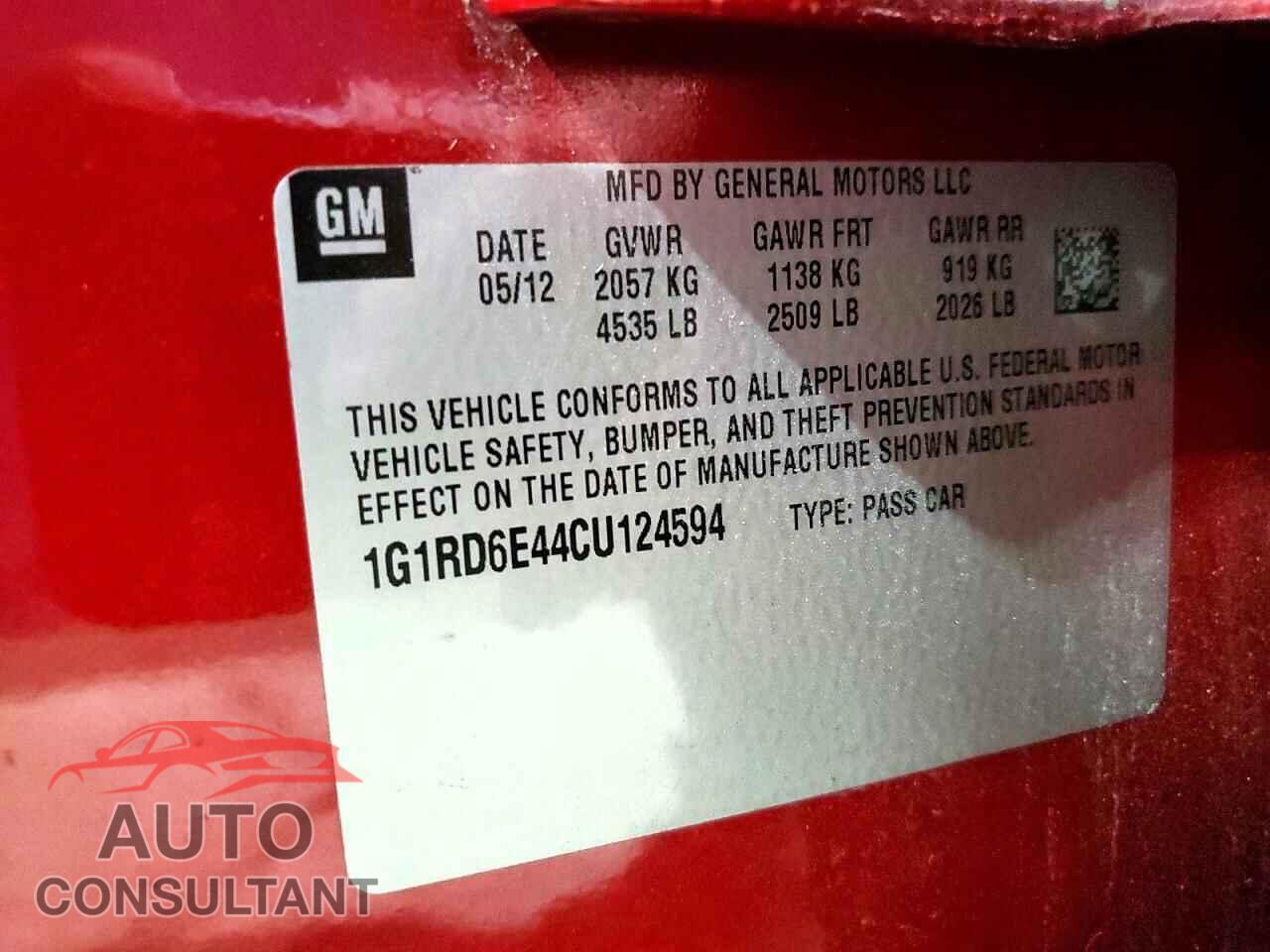 CHEVROLET VOLT 2012 - 1G1RD6E44CU124594